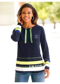 Classic Basics Damen Strickpullover "Langarm-Pullover", blau, Gr. 44, gemustert, mehrfarbig, 60% Viskose, 40% Baumwolle, Pullover