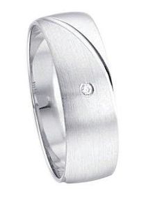Firetti Trauring "Schmuck Geschenk Gold Hochzeit Ehering Trauring "LIEBE"", 20, 0,01 ct SI = kleine Einschlüsse mit Brillant, Weißgold 375, 6mm,
