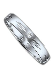 Firetti Trauring "Schmuck Geschenk Gold 375 Hochzeit Ehering Trauring "LIEBE"", 19, 0,01 ct SI = kleine Einschlüsse mit Brillant, Weißgold 375, 3mm,