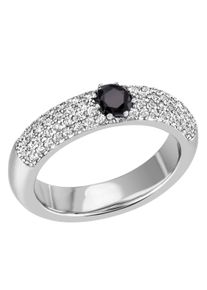 Firetti Damen Fingerring "Schmuck Geschenk Silber 925 Silberring Pavé Kreis rund", 60, Silber 925 (Sterlingsilber), 4,8mm, schwarz, Silber 925