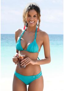 s.Oliver Damen Triangel-Bikini-Top "Spain", blau, Gr. 34, unifarben, Microfaser, Microfaser, Bikini-Oberteile, mit Raffung und Doppelträger