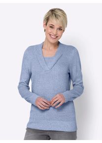 Classic Basics Damen 2-in-1-Pullover "Pullover", blau, Gr. 54, meliert, 100% Polyacryl, Pullover