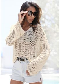 s.Oliver Damen Strandpullover, beige, modisch, Gr. 32, unifarben, leicht transparent, Strick, Obermaterial: 60% Baumwolle, 40% Polyester, Pullover,