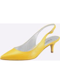 Heine Damen Slingpumps, Gr. 38, gelb, Nubukleder, Glattleder, Leder, feminin, Schuhe