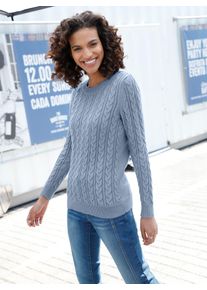 Casual Looks Damen Strickpullover "Pullover", blau, Gr. 52, unifarben, 100% Baumwolle, Pullover