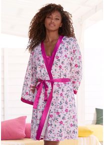 Lascana Damen Kimono, Gr. 36, rosa, Single-Jersey, bedruckt, Hausmäntel