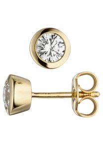 Jobo Damen Paar Ohrstecker, Gelbgold 333, gold, Gelbgold 333, Ohrringe, rund 333 Gold mit Zirkonia