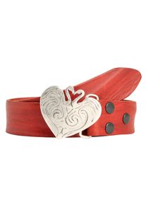 Damen Ledergürtel, rot, casual,modisch, Gr. 115, RETTUNGSRING BY SHOWROOM 019, unifarben, Leder, Gürtel, mit austauschbarer Schließe »Flamingoherz