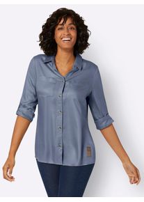 Casual Looks Damen Longbluse, blau, Gr. 36, unifarben, 100% Viskose, Blusen