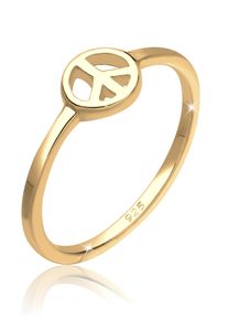 Elli Damen Fingerring "Peace Frieden Symbol 925 Sterling Silber", 54mm, ohne Stein, Silber 925 (Sterlingsilber), 1.5mm, gold, Silber 925