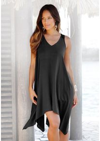 Lascana Damen Strandkleid, schwarz, modisch, Gr. 1, unifarben, Web, Obermaterial: 100% Viskose. Spitze: 100% Baumwolle, Kleider, mit Spitze im