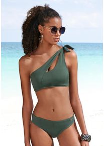 Bruno Banani Damen Bustier-Bikini, grün, Gr. 32, Recycling-Polyamid, Bikini-Sets, mit asymmetrischem Schnitt