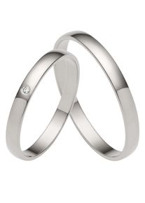 Firetti Trauring "Schmuck Geschenk Gold Hochzeit Ehering Trauring "LIEBE"", 58, 0,01 ct SI = kleine Einschlüsse mit Brillant, Weißgold 375, 2,5mm,