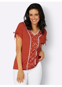 Inspirationen Damen Schlupfbluse, orange, Gr. 40, gemustert, ethno, mehrfarbig, bedruckt, 100% Viskose, Blusen