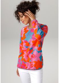 Aniston CASUAL Damen Sweatshirt, bunt, modisch, Gr. 48, geblümt, bedruckt, Single Jersey, Obermaterial: 95% Baumwolle, 5% Elasthan, Sweatshirts, mit