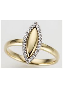 Firetti Damen Goldring "Schmuck Geschenk Gold 585, Ovaloptik, bicolor, massiv", 18, 0,1 ct P2 = erkennbare Einschlüsse, Gelbgold 585-Weißgold