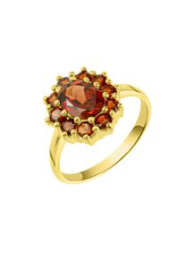 Vivance Damen Fingerring "925/- Sterling Silber vergoldet Granat", 060 (19,1), Silber 925 (Sterlingsilber), gelb, Silber 925 (Sterlingsilber),