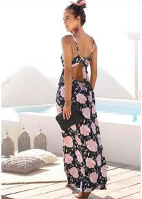 s.Oliver Damen Maxikleid, bunt, modisch, Gr. 44, bedruckt, Jersey, Obermaterial: 95% Viskose, 5% Elasthan, Kleider, mit tiefem Rückenausschnitt,