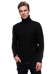Rusty Neal Herren Rollkragenpullover, schwarz, casual, Gr. XXXL, unifarben, 70% Polyacryl, 30% Baumwolle, Pullover, in stilvollem Feinstrick