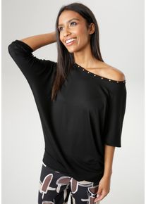 Damen Fledermausshirt, schwarz, Basic, Gr. 40, Aniston SELECTED, unifarben, Single Jersey, Obermaterial: 95% Viskose, 5% Elasthan, Shirts, mit