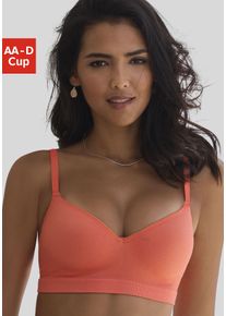 Lascana Damen Push-up-BH "COMFY BRA", Gr. 75, orange, Piquu00e9, Obermaterial: 50% Baumwolle, 33% Polyamid, 14% Polyester, 3% Elasthan, modisch, BHs,