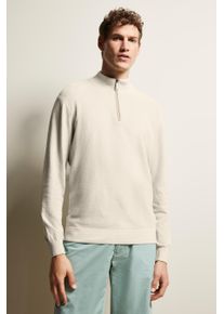 Bugatti Herren Troyer, beige, casual, Gr. XXL, Sweatware, 100% Baumwolle, Pullover, mit feiner 2-tone-Struktur