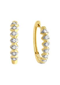 Diamonds by Ellen K. Damen Paar Creolen "Gold 375 zweifarbig mit 14x Diamant zus. 0,10ct.", ONE-SIZE, 0,10 ct P3 = leicht erkennbare Einschlüsse, Gold, gelb, DIAMONDS BY