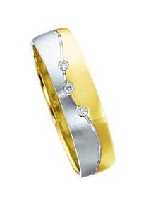 Firetti Trauring "Schmuck Geschenk Gold 375 Hochzeit Ehering Trauring "LIEBE" Welle", 17,5, 0,03 ct SI = kleine Einschlüsse mit Brillanten, Gelbgold