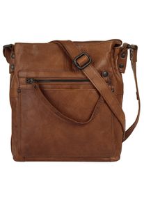 SPIKES & SPARROW Damen Umhängetasche, SPIKES & SPARROW, braun, Leder, unifarben, leicht glänzend, Taschen, echt Leder