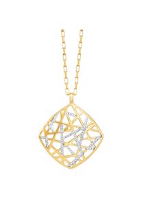 JULIE JULSEN Damen Kette mit Anhänger "925/- Sterling Silber vergoldet teils rhodiniert Viereck", 45cm, Silber 925 (Sterlingsilber), L: 45cm B: