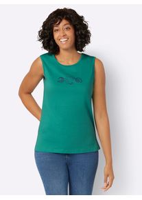 Casual Looks Damen Shirttop, grün, Gr. 38, unifarben, gemustert, 100% Baumwolle, Tops