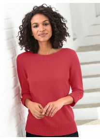 Casual Looks Damen 3/4 Arm-Pullover "Pullover", rot, Gr. 36, unifarben, meliert, 50% Baumwolle, 50% Polyacryl, Pullover