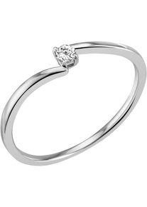 Firetti Damen Fingerring "Schmuck Geschenk Gold 585 Goldring Vorsteckring", 52, 0,05 ct SI = kleine Einschlüsse, Weißgold 585-Diamanten, 1,25mm,