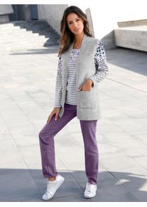 Inspirationen Damen Longweste, grau, Gr. 36, meliert, unifarben, 65% Polyacryl, 25% Polyamid, 10% Polyester, Westen