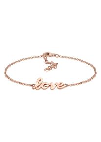 Elli Damen Armband "ROSÉGOLD 925 Silber mit "Love" Schriftzug", 16cm, ohne Stein, Silber 925 (Sterlingsilber), rosa, Silber 925 (Sterlingsilber),