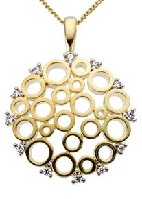Firetti Damen Ketten-Anhänger "Schmuck Geschenk Gold 585 Halsschmuck Anhänger für Halskette", 0,09 ct P2 = erkennbare Einschlüsse, Gelbgold