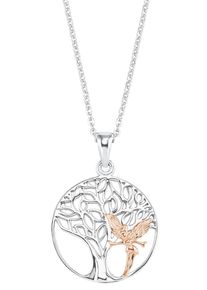 Amor Damen Kette mit Anhänger "Baum des Lebens mit Fee, 2020560", Silber 925 (Sterlingsilber), L: 45cm, rosa, Silber 925 (Sterlingsilber), Halsketten