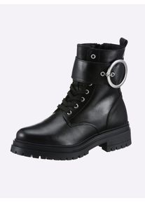 Heine Damen Stiefelette, Gr. 35, schwarz, Leder, Glattleder, modisch, Schuhe