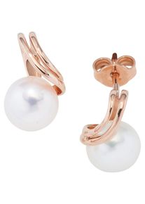 Jobo Damen Perlenohrringe, Roségold 585-Perlen, rosa, Rosu00e9gold 585, Perlen, Ohrringe, 585 Roségold mit Süßwasser-Zuchtperlen