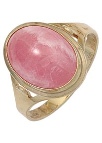 Jobo Damen Goldring, 58, Gelbgold 585, gelb, Gelbgold 585, Fingerringe, 585 Gold mit Rhodochrosit