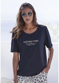 Lascana Damen Pyjamaoberteil, Gr. 32, schwarz, Single Jersey, Obermaterial: 50% Baumwolle, 50% Viskose, unifarben, casual, Shirts, in weicher Qualität