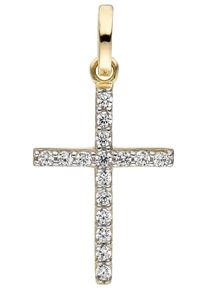Jobo Damen Kreuz-Anhänger "Anhänger Kreuz", Gelbgold 375, gelb, Gelbgold 375, Schmuckanhänger, 375 Gold mit Zirkonia