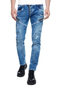 Rusty Neal Herren Straight-Jeans "MORI", blau, casual, Gr. 38, unifarben, 98% Baumwolle, 2% Elasthan, Jeans, mit trendigen Zierelementen
