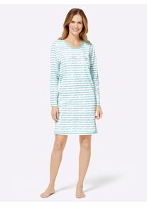 wäschepur WÄSCHEPUR Damen Nachthemd "Langarm-Sleepshirts", Gr. 36, grün, 100% Baumwolle, Meliert:95% Baumwolle, 5% Viskose, gemustert, gestreift, unifarben,
