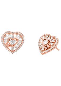 Michael Kors Damen Paar Ohrstecker "PREMIUM, TAPERED BAGUETTE HEART, MKC1691CZ791, MKC1691CZ040", Silber 925 (Sterlingsilber), rosa, Silber 925