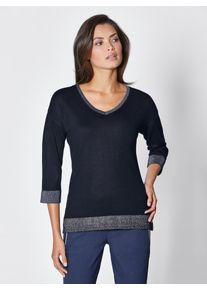 CRÉATION L CREATION L Damen V-Ausschnitt-Pullover "Viskose-Seiden-Pullover", blau, Gr. 38, unifarben, 40% Viskose, 25% Polyamid, 13% metallisierte Fasern, 12%