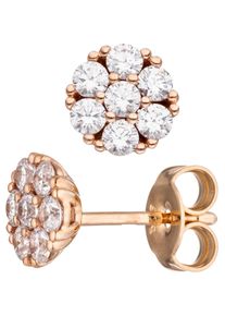 Jobo Damen Paar Ohrstecker, Roségold 333, rosa, Rosu00e9gold 333, Ohrringe, rund 333 Roségold mit Zirkonia