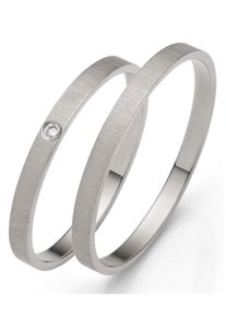 Firetti Trauring "Schmuck Geschenk Gold 375 Hochzeit Ehering "LIEBE"", 60, 0,005 ct SI = kleine Einschlüsse mit Brillant, Weißgold 375, 2,0mm, weiß,