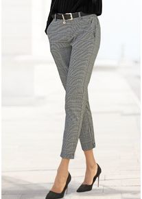 Lascana Damen Schlupfhose, schwarz-weiß, modisch, Gr. 36, kariert, Web, Obermaterial: 64% Polyester, 33% Viskose, 3% Elasthan, Hosen, mit Gummibund