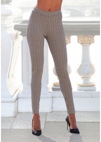 Lascana Damen Leggings, Gr. 48, schwarz, Obermaterial: 85% Polyester, 12% Viskose, 3% Elasthan, Ajourstrickmuster, klassisch, Hosen, mit